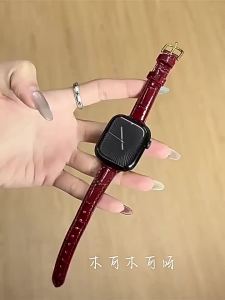 Suitable for Apple Watch Slim Bamboo Band iwatch Strap s11 Genuine Leather s10 Womens autumn and winter collection s9ultra Strap