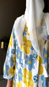 Lybel Midi Flower Rayon Viscose Mode Liburan Dress Motif Bunga Silang Belakang Kekinian