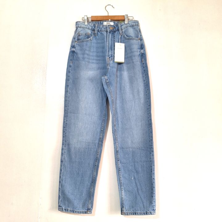 Bershka Petite Indigo Jeans Bershka Petite Slouchy Baggy Jeans In