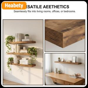 【2-3 days delivery】 Floating Wood Shelves Wall Mounted Storage Rack for Bedroom Living Room Home Decorative Display Organizer