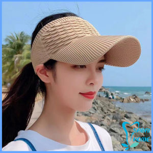 Easy หมวกแก็ป ครึ่งใบ หมวกแฟชั่นสาวเกาหลี การออกแบบขอบหมวกยืดกระชับ กันแดด sun hat