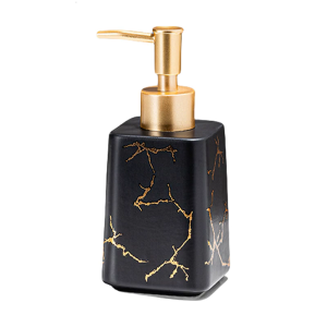 Ceramic Dispenser Marble Pattern Elegant Bathroom Accessory Portable Pump Bottle For Liquid Storage
