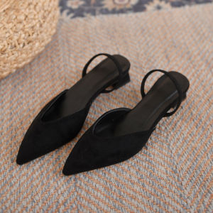 [Free Shipping] Chunky-Heeled Minimalist Korean-Style High Heels 2026 Spring/Summer New Collection Pointed-Toe WomenS Shoes Retro Closed-Toe Design With A Hollowed-Out Detail And A Single-Strap Style