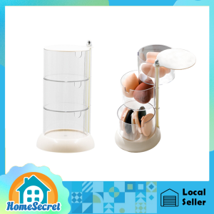 Puff Storage Box Transparent Rotating Dustproof Multi-Layer Round Large Air Cushion Cotton Beauty Egg 防尘透明旋转收纳盒