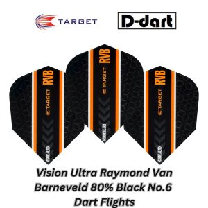 TARGET DARTS FLIGHT - Vision Ultra Raymond Van Barneveld 80% Black No.6 DART FLIGHTS 3PCS/PACK