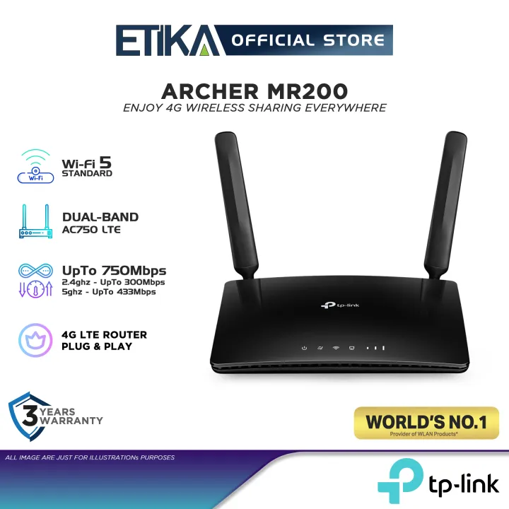 TP-Link Archer MR200 | AC750 Dual Band 5Ghz 4G LTE Wifi Sim Router Modem For Celcom/Maxis/Digi/ Umobile