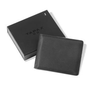 TAPAX Dompet Lipat Pria Koin Bahan Kulit Sintetis Black FREE HARD BOX l DPT-02