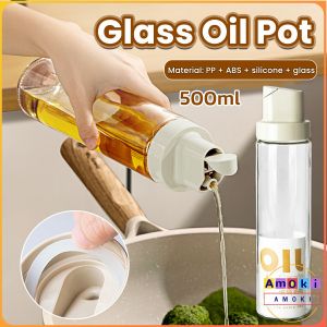 Amoki 500ml Tkitchen Seasoning Glass Jar Drip Free Automatic Open Oil Pot Leak-Proof