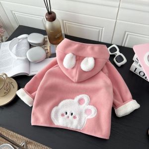 TUmama เสื้อนอกดีไซน์รูปสัตว์หนานุ่มเสื้อโค้ตขนแกะมีฮู้ดลายการ์ตูนน่ารักสำหรับเด็กฤดูหนาวอบอุ่น