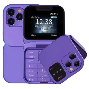 i16 Pro Mini Flip Mobile Phone 1.77inch Screen Speed Dial Magic Voice Blacklist FM Radio 3.5mm Jack Dual SIM 2G Feature phone
