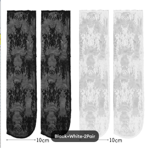 ถุงเท้าลูกวัวลายดอกไม้บางเซ็กซี่สำหรับผู้หญิง2คู่ถุงเท้าส่วนผ้าตาข่ายหน้าร้อนระบายอากาศกลางถุงเท้าทรงท่อถุงเท้าดอกไม้โลลิต้า