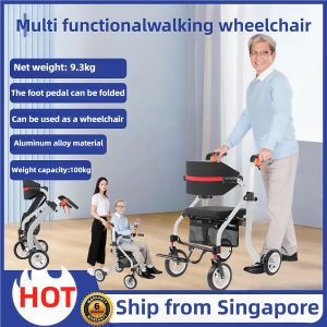 (SG local inventory) High quality multifunctional walking aid wheelchair with shopping bag and adjustable armrest height