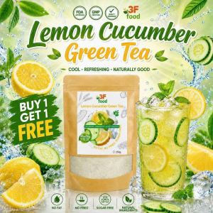 3F FOOD Lemon Cucumber Green Tea Powder – Detox Drink for Digestion & Reduce Bloating