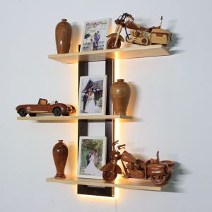 Kệ Gỗ treo tường Decor gỗ Sồi tự nhiên màu Vàng Nâu