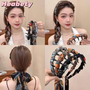 Heabety Ribbon Comb Headband Vintage Wave Headband With Floral Ribbon & Comb - Reversible High Crown Effect Hairband