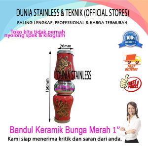 Bandul keramik bunga merah 1 inch aksesoris stainless steel