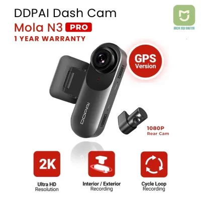 DDPAI Mola N3 Pro Front and Rear 1600P HD GPS Vehicle Drive Auto Video DVR Dash Cam