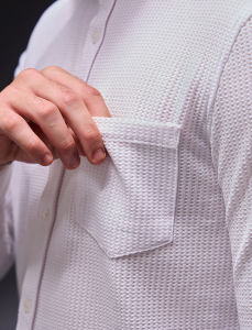 OXCON kemeja Tangan Panjang Waffle Kerah Collarless