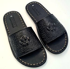 DÉP LOGO VƯƠNG NIỆM QUAI NGANG NAM CAO CẤP DA BÒ 100% - SHOP KINSON