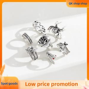 ✨QK shop✨ 7Pcs set Punk Snake Rings For Women Gothic Spider Men Fashion Jewelry Gifts Accessories