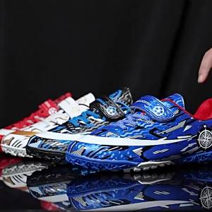 1018 Giày Bóng Đá Velcro Đinh Tán Trẻ Em Mùa Xuân Thu Giày Bóng Đá Móng Tay Dài Bé Trai Huấn Luyện Trẻ Em Vừa Và Nhỏ Bé Bé Gái Giày Thể Thao Thi Đấu Đinh N