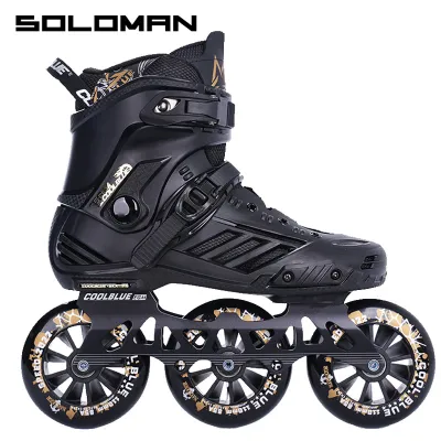 [Free shipping + one year warranty + cash on delivery] large 3 wheel inline skates 110mm (black) roller skates 3 wheel speed skates 4 wheel skates can use 3x125mm wheels and 3X110mm wheels 4 rounds 76*80*80*76