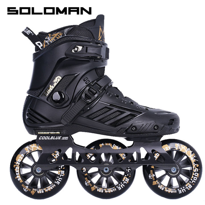 [Free shipping + one year warranty + cash on delivery] large 3 wheel inline skates 110mm (black