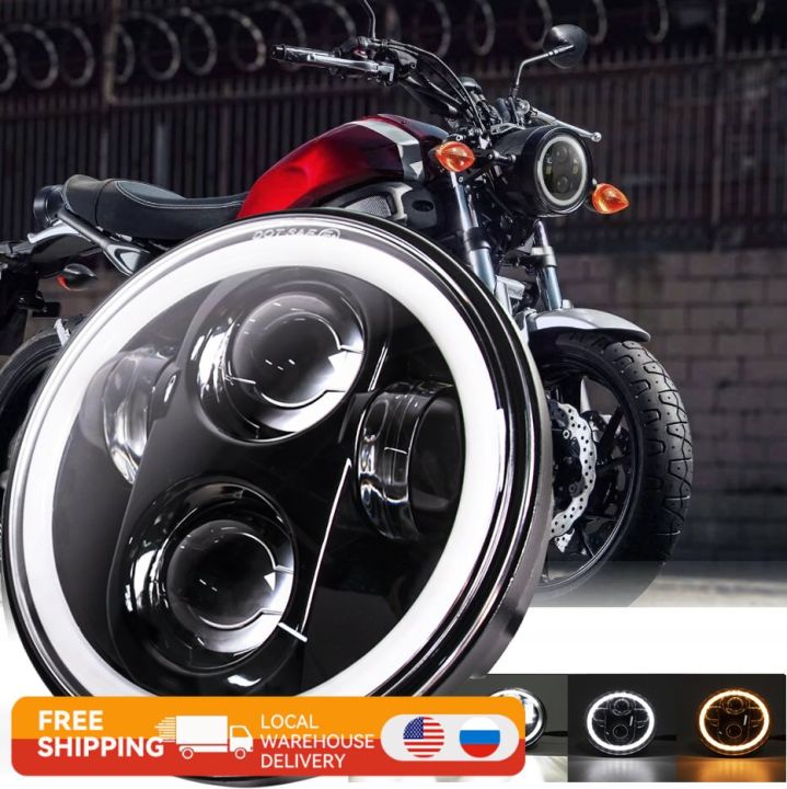 Phare LED Projecteur Halo Angel Eyes 7 Pouces Pour Harley - 50W H13 HI/LO - Neuf Garanti à Vie