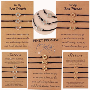3Pcs trăng sao Mặt Trời Vòng Tay Tình Bạn Thời Trang Phù Hợp Với Vòng Đeo Tay dây dệt Chị Vòng Đeo Tay Cho Phụ Nữ cô gái tuổi teen