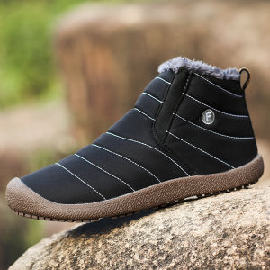 INLIKE Fashion Winter Snow Boots Sepatu Boot Karet Jeep Hitam Tahan Air Waterproof Sepatu Boots Pria Cowok Musim Dingin Thermal Salju Santai Casual Bulu Keren 219