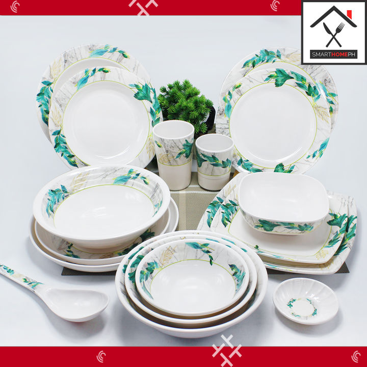 Emerald Leaf Melamine Dinnerware Plato Mangkok Bowl Plate Tumbler Spoon  Green Giftable Platito High Quality Lazada PH