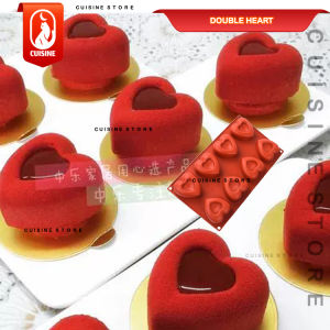 Cetakan Silikon puding coklat Double Heart Love valentine mousse cake
