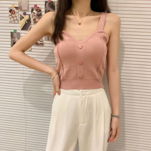 IELGY Fashion Womens vest Single-breasted Suspenders Summer Sweater V-neck Short Sleeveless