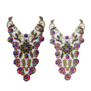 Embroidery Applique Sequins Beads Sew on Collar Patches Wedding Dress Applique For Wedding Dress Evening Gown Decoration