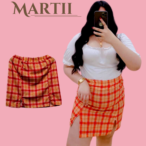 Grand Fashion MARTII PLUS SIZE MINI SKIRT plaid office skirt Lazada PH