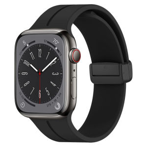 Magnetic Buckle Watch Strap compatible with for apple watch ultra 2 49mm band 45mm 41mm 44mm 42mm 40mm 38mm Silicone Strap Bracelet iwatch series 9 8 7 6 5 4 3 se 2 strap case