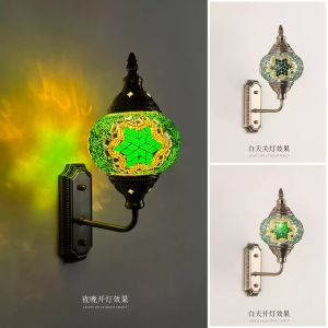 Turkish Mosaic Wall Lamp 11cm Mediterranean Wall Light Colorful Glass Light Cafe Shop Home Romantic Deco Stairs Light