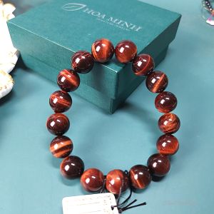 Vòng tay phong thủy chuỗi Mắt Hổ Đỏ Nâu chất 5A VIP size 12 li hợp mệnh Hỏa Thổ | Hoa Minh Gem