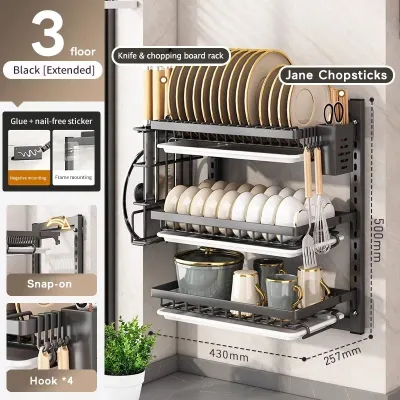 Happihaus Kitchen Collapsible Dish Rack-Space-Saving Drain Bowl Rack Wall Hanging Cupboard Storage