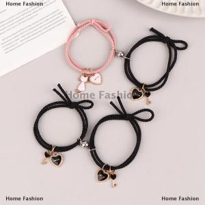 [COD] Home Fashion 2Pcs Cartoon Magnetic Couple Bracelets With Cat Love Heart Pendant Cute Mutually Attractive Friendship Rope Gifts For Friend