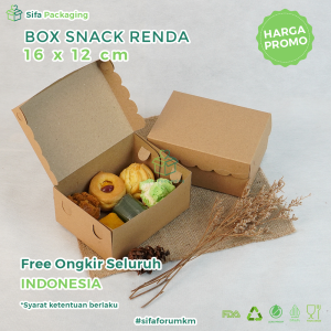 [1 PACK] Snack Box 16x12 Kraft Dus Kue Box Renda Snack Donat Kue isi 100 Pcs