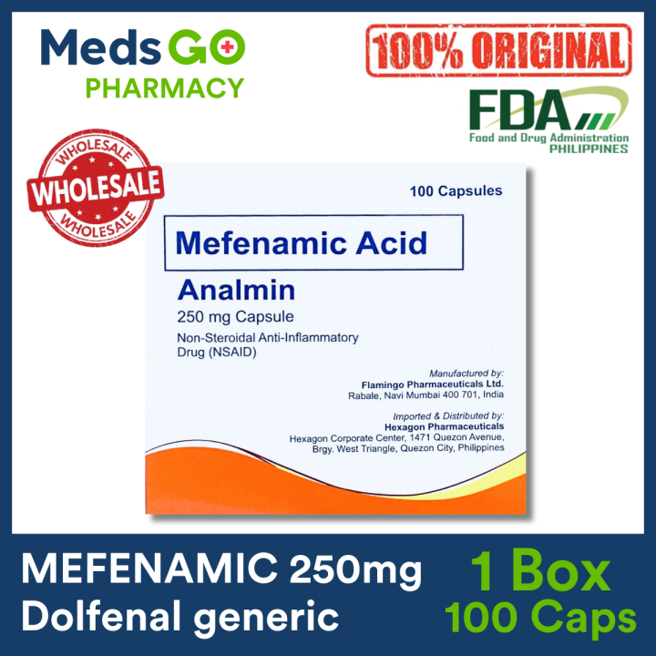 Mefenamic 250mg 1 Box x 100 Caps (Analmin - Dolfenal generic) | Lazada PH