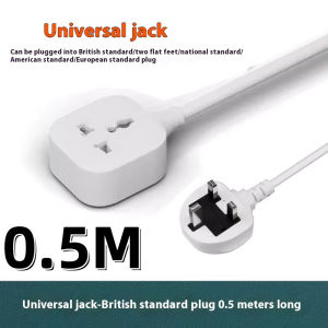 1 WAY White Black Extension Power Socket 0.5/1/2/3/5 Meter Cable Cord 13A Universal British Standard Extension Cord Board British Standard High Power Converter Row Socket UK 3 PIN Plug Power Strips travel single power extension cord 电源扩展延长线