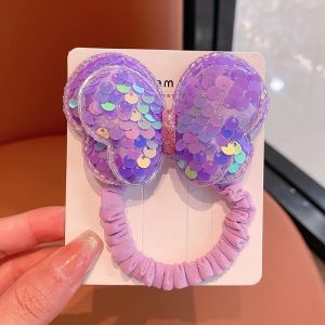 1PC New Cute Sequin Butterfly Girls KidsPonytail Elastic Hair Bands Children Hair Ties Princess Hair Childrens Girls Head Rope