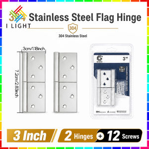 (Fast&COD)1Pair 304 Stainless Steel Flag Hinge 3’’/4’’ Detachable 360° Rotation Lift-Off Door Hinges