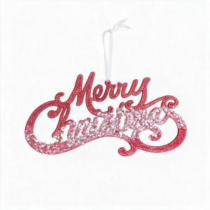 MAOMEI Có ruy băng Biển chữ Giáng sinh vui vẻ Lấp lánh Rực rỡ Biển treo trang trí cây thông Noel Đa chức năng Nhẹ Đồ trang trí treo cây thông Noel Vòng hoa.