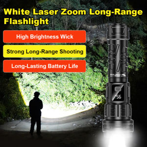 White Laser Zoom Long-Range Flashlight Strong Light  Multi-Stage Heat Dissipation  Long-lasting Battery Flashlight