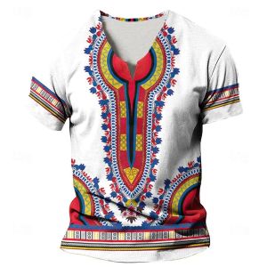 2025 Retro Barong T Shirt for Men Small V-neck Short Sleeve Mens Top Traditional Philippine Design Print Quick Dry Breathable Mens T-shirt