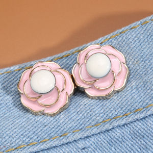 Camellia Rose Petal Waist Button Disassembly Jeans Size Adjustable Collect Belt Buckle Waist Adjustment Big And Small Artifact