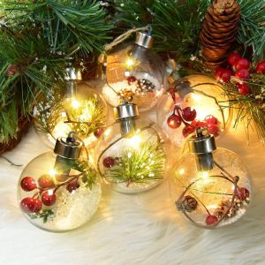 MODERNLUX Nhựa trang trí Giáng sinh phát sáng Treo Trong suốt Quả bóng Giáng sinh phát sáng. Nhẹ Trang trí tiệc.